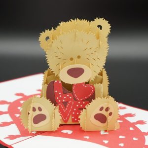 3D Pop up Greeting Card - Love Bear Couple Valentines Heart