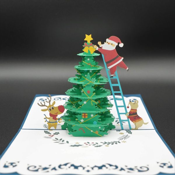 3D Pop up Greeting Card - Christmas Tree Santa Claus Reindeer - Image 7