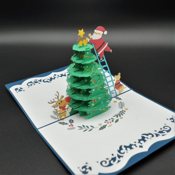 3D Pop up Greeting Card - Christmas Tree Santa Claus Reindeer - Image 5