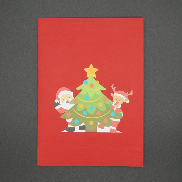 3D Pop up Greeting Card - Christmas Tree Santa Claus Reindeer