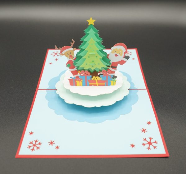 3D Pop up Greeting Card - Christmas Tree Santa Claus Reindeer