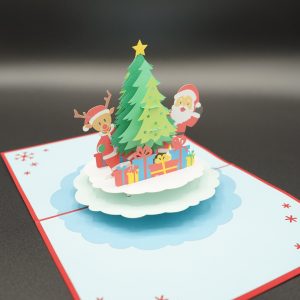 3D Pop up Greeting Card - Christmas Tree Santa Claus Reindeer