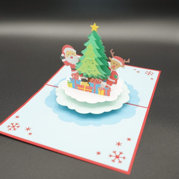 3D Pop up Greeting Card - Christmas Tree Santa Claus Reindeer