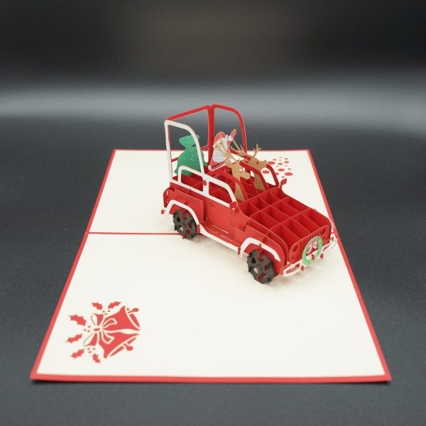 3D Pop up Greeting Card - Christmas Santa Claus Reindeer Sleigh