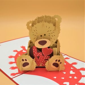 3D Pop up Greeting Card - Love Bear Couple Valentines Heart