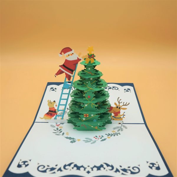 3D Pop up Greeting Card - Christmas Tree Santa Claus Reindeer