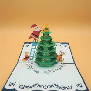 3D Pop up Greeting Card – Christmas Tree Santa Claus Reindeer