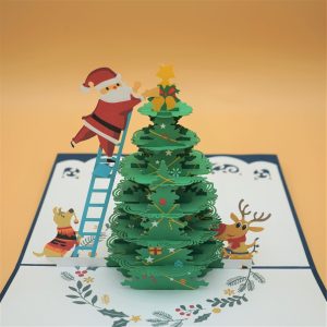 3D Pop up Greeting Card – Christmas Tree Santa Claus Reindeer