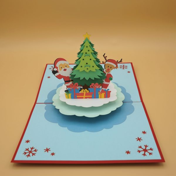 3D Pop up Greeting Card - Christmas Tree Santa Claus Reindeer