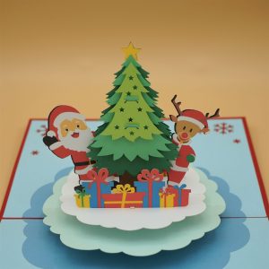 3D Pop up Greeting Card – Christmas Tree Santa Claus Reindeer