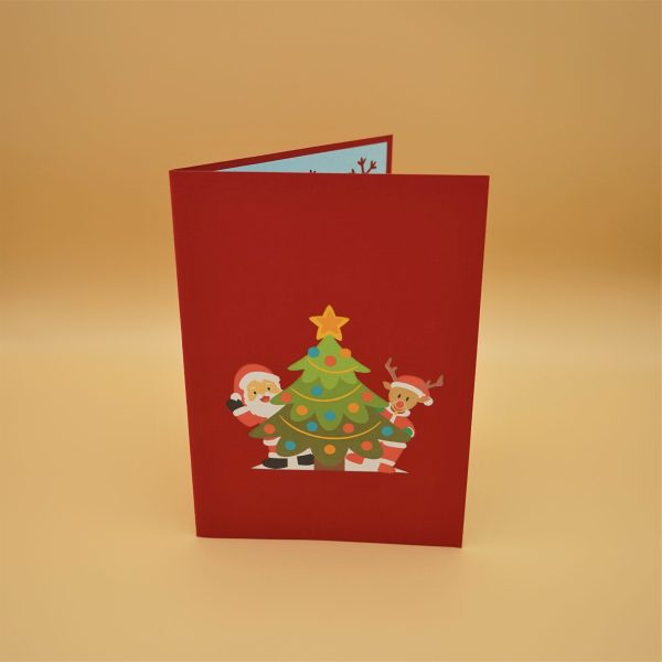 3D Pop up Greeting Card - Christmas Tree Santa Claus Reindeer