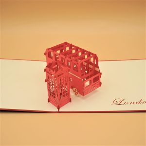 3D Pop up Greeting Card – London Bus Telephone Both Red