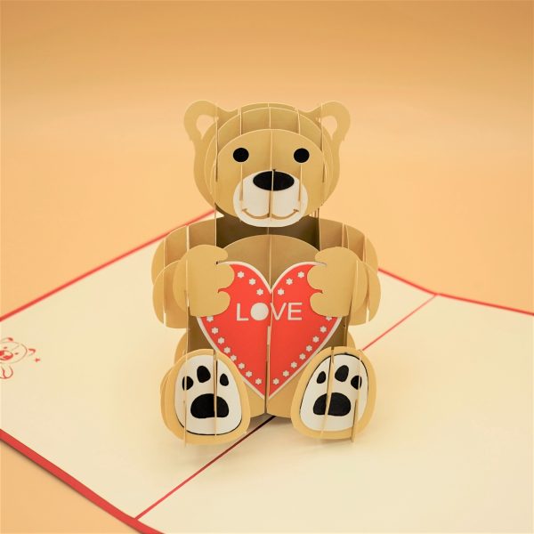 3D Pop up Greeting Card - Love Bear Couple Valentines Heart Love