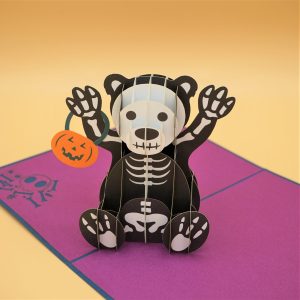 3D Pop up Greeting Card – Halloween Bear Pumpkin Ghost Spooky