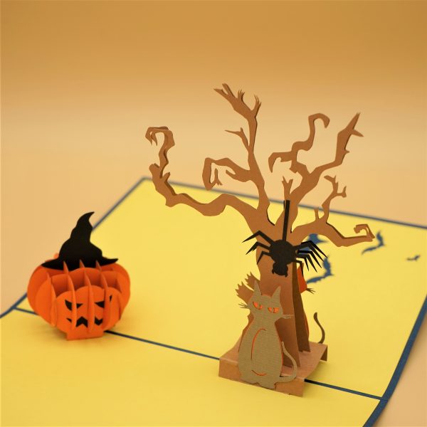 3D Pop up Greeting Card - Halloween Cat Pumpkin Ghost Spooky