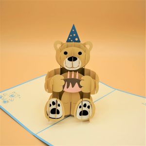 3D Pop up Greeting Card - Birthday Cake Bear - Happy Birthday