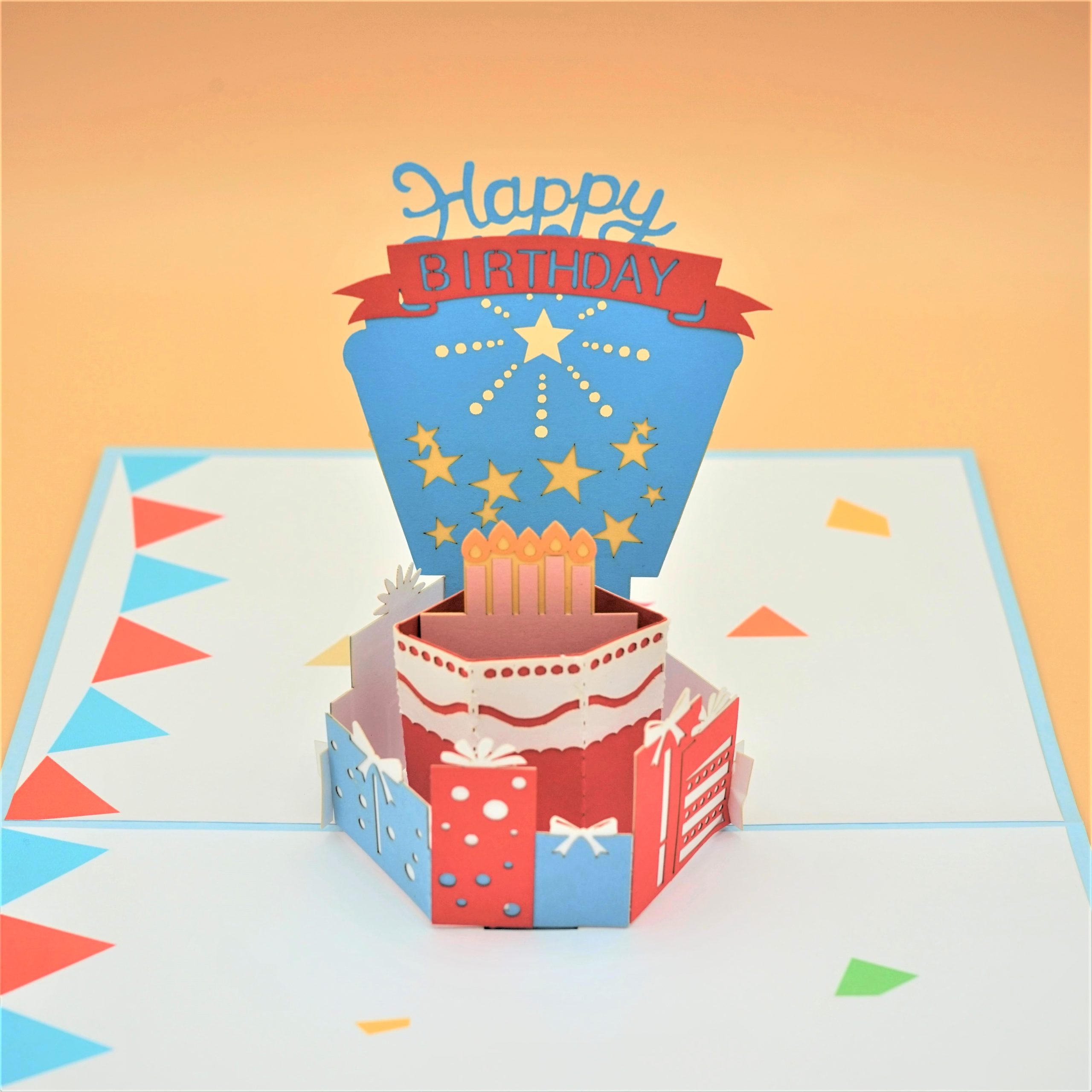 3D Pop up Greeting Card - Birthday Cake - Happy Birthday - Candles