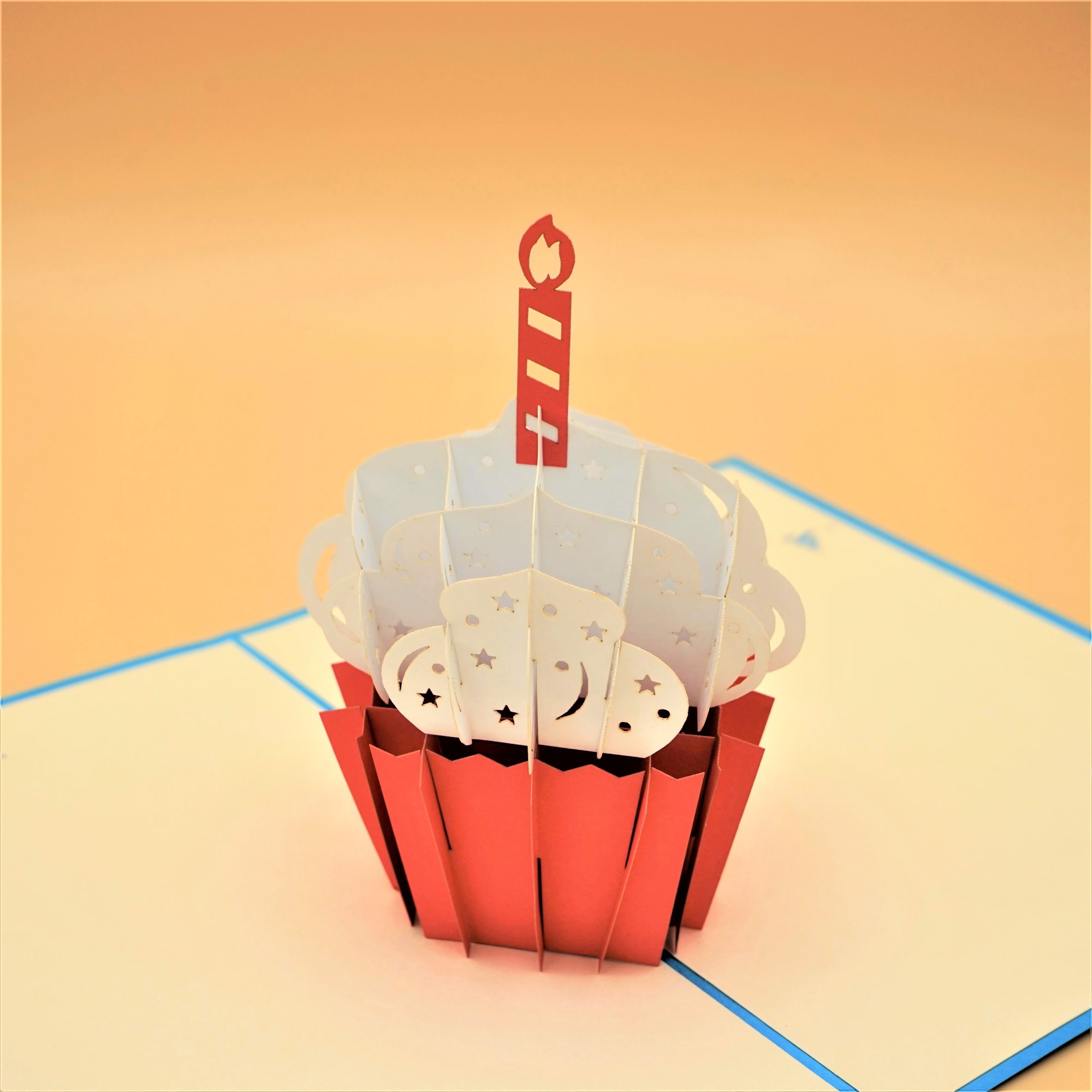 3D Pop up Greeting Card - Birthday Cake - Happy Birthday - Candles - Cupcake